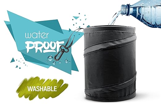 Mavoro 2 Pack, 1 Gallon Car Trash Can | Waterproof Collapsible Pop-Up Car Bin (2 Pack, 1 gal)
