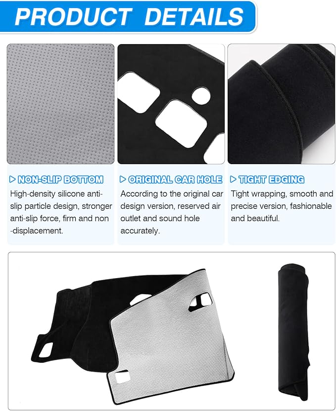 Silverado Dash Cover - For Chevy Silverado/GMC Sierra 1500 2500HD 3500HD 2007-2013 | Suede Dashboard Cover for Silverado Accessories | Non-Slip Silicone Back (Only Fit Models with Two Glove Boxes)
