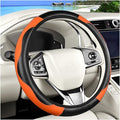 Carbon Fiber Car Steering Wheel Cover, 14.5-15 Inch Elastic Stretch Steering Wheel Guard, Sports Style Non-Slip Automotive Interior Accessories, Universal for Vehicles (Black/Orange)