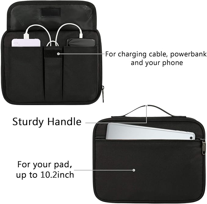 MATEIN Electronics Organizer, Waterproof Travel Electronic Case, Portable Double Layer Cable Storage Bag for Camera Accessories, Cord, Charger, Power Bank, Flash Drive, Phone, SD Card, Black