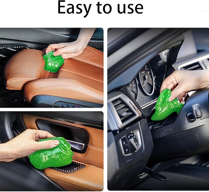 Car Cleaning Gel,2 Pack Green Car Cleaning Putty,Reusable Car Interior Air Vent Dust Cleaner Slime Putty for Printers, Camera, Calculator, Keyboard