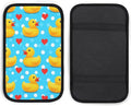 Auto Center Console Armrest Pad Love Heart Polka Dots Blue Yellow Rubber Ducks Car Arm Rest Covers Protector Waterproof Anti-Slip Interior Decor Accessories for Car Truck