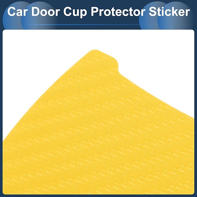 3D Car Door Handle Scratch Protector, 84x94mm Removable Magnetic Car Door Handle Protective Film Yellow, 4 Pcs