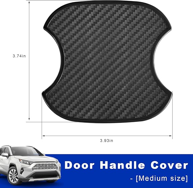 4 PCS Car Door Handle Bowl Stickers, Anti-Scratch Carbon Fiber Auto Handle Cup Protector Paint Guard, Waterproof Door Bowl Sticker Non-Marking Protective Film for Car SUV Truck (Medium)