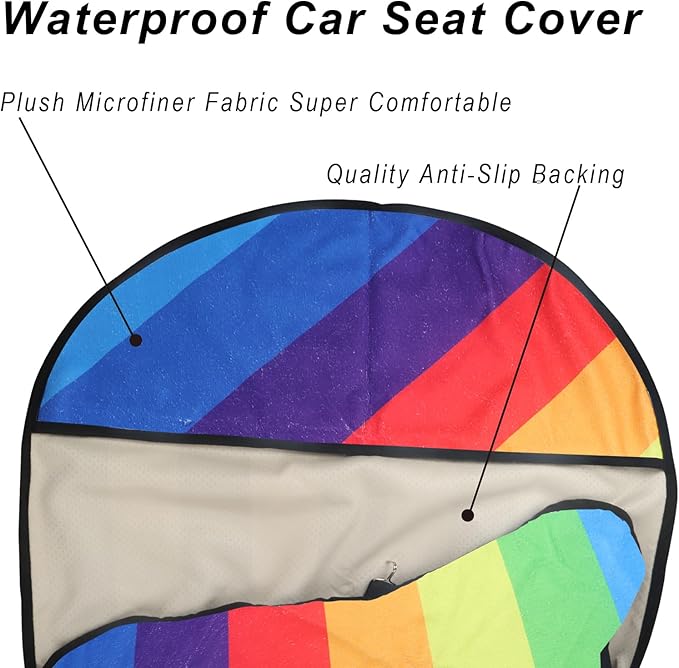 LoyaGour Car Seat Cover Protector Front Seats,for Gym Workout,Running,Swimming,Beach and Hiking,Waterproof Sweat Towel Bucket Seat Covers for Cars SUV Trucks (Rainbow, 2Pcs)