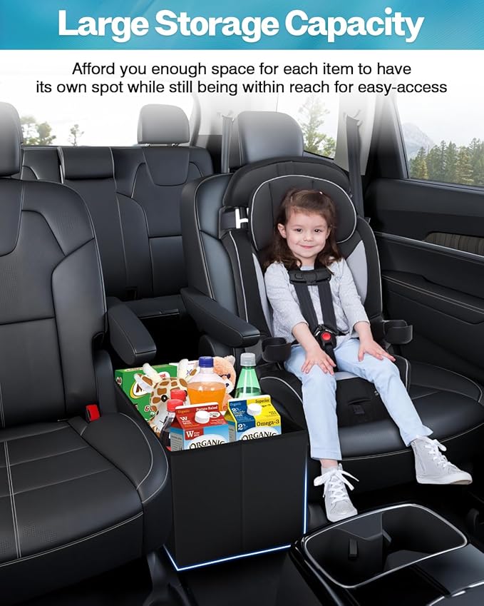 Mixsuper Liner Car Seat Organizer for Kia Telluride 2026 2025 2024-2020, Console Organizer Backseat Box for Kia Telluride, Kids Toys Baby Supplies Dog Toy Box Storage Bin Travel Accessories