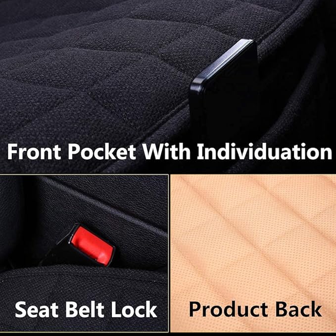 Suninbox Linen Car Seat Covers, Bottom Seat Covers for Car,Car Seat Cushion,Car Seat Pad[Black]