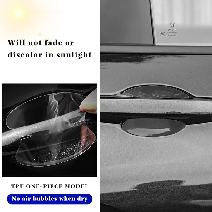 4PCS Car Door Handle Protector, Waterproof Anti-Scratch Film Clear Invisible Auto Door Bowl Sticker, Non-Marking Self Adhesive Handle Cup Scratch Guard for Most Vehicles (4 PCS)