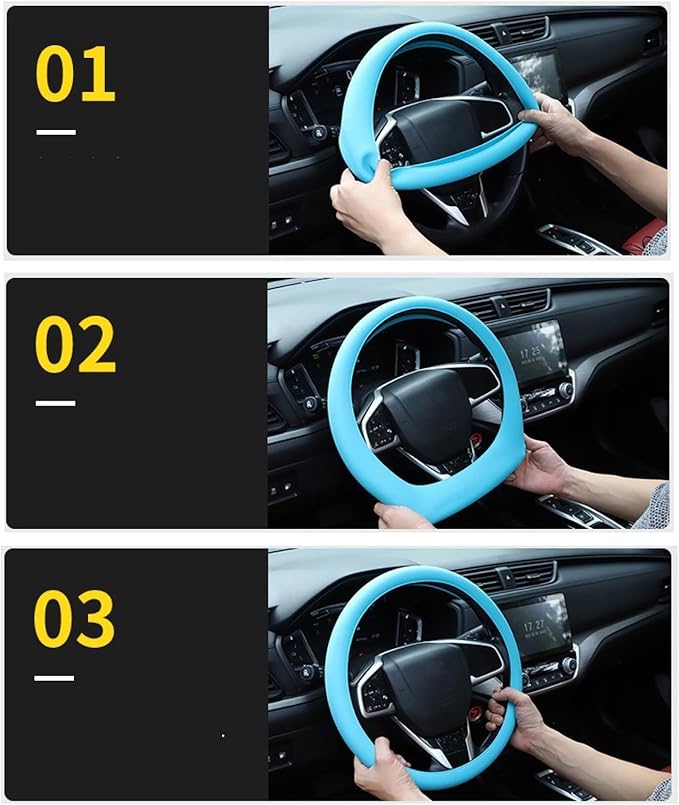 Cool Non-Slip Silicone Steering Wheel Protector, Car Steering Wheel Protective Cover, Non-Slip Car Steering Wheel Cover, Universal Fit Easy to Clean Steering Wheel Cover (deep Green),rzx123