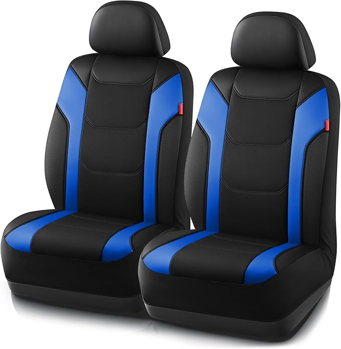 Rubbermaid Leather Car Seat Cover – Universal Front Seat Cover, Airbag Compatible, Easy to Install, Water-Resistant and Durable Automotive Seat Cover for Cars, Trucks, SUVs, Vans – Blue