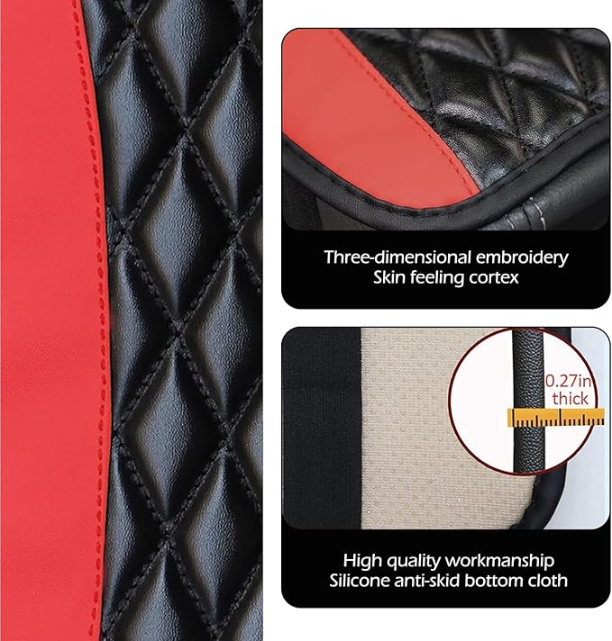 Car Center Console Cover, Leather Waterproof Car Armrest Cover Cushion, Auto Center Console Cushion Pad, Auto Interior Accessories for Most Vehicle, SUV, Truck (Red)