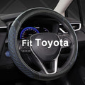 West Llama Customized Auto Car Steering Wheel Cover for Toyota Tacoma,4Runner,Tundra,Sequoia,15.5-16 inch(Diamond Quilted-Black+Blue-Large Size)