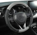 West Llama 3D Texture Steering Wheel Cover for Toyota, Anti-Slip Design, Premium Leather, Custom Fit for 14.5-15 inch, Stylish Interior Decoration(Gray+Black-Standard Size)