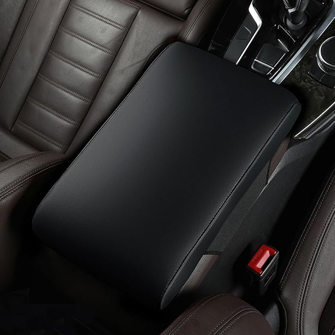 Car Armrest Cover Pad for BMW X3 E83 2004 2005 2006 2007 2008 2009 2010 Premium Leather Center Console Armrest Cushion Pad Anti-Scratch Waterproof Auto Interior Accessories Black Style