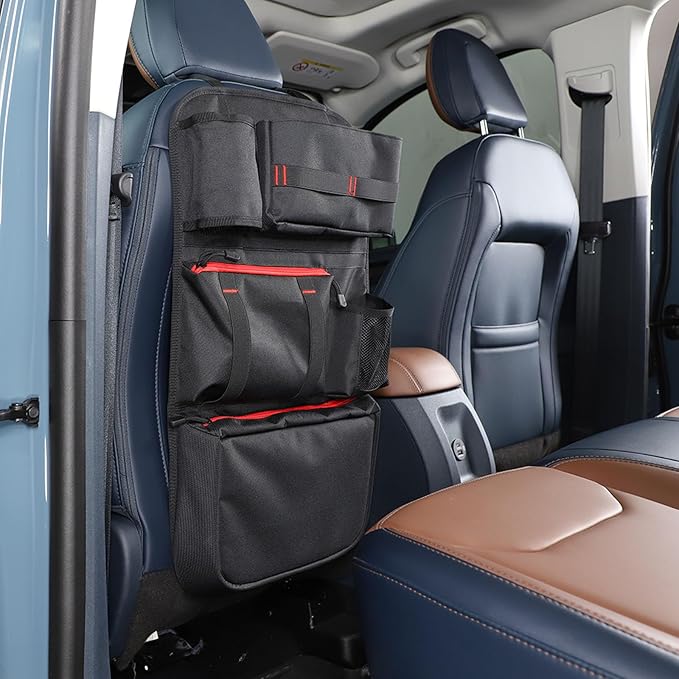 Aunginsy Back Seat Car Organizer Compatible with Ford Maverick 2022-2025 Multifunctional Backseat Storage Bag Pocket Stabilizing Side Straps Soft Adjustable Shoulder Strap/Hardened Buckles Accessories