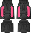 FH Group Heavy-Duty Rubber Floor Mats for Cars - Stripe Design, Universal Fit Full Set, Climaproof, Trimmable for Most Sedan, SUV, Truck - Pink