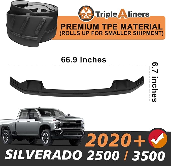 TripleAliners Hood Deflector Protector Compatible with 2020-2025 2026 Chevy Silverado 2500/3500HD Accessories Low Profile Hood Protector TPE Bug Deflector Shield Replacement
