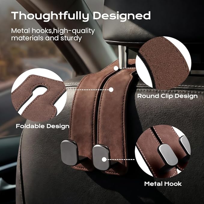 Car Seat Back Storage Hook, Heavy Duty Purse Holder for Car, Auto Back Seat Organizer Hanger for Bags, Groceries and Coats, Universal Vehicle Interior Accessories (C)