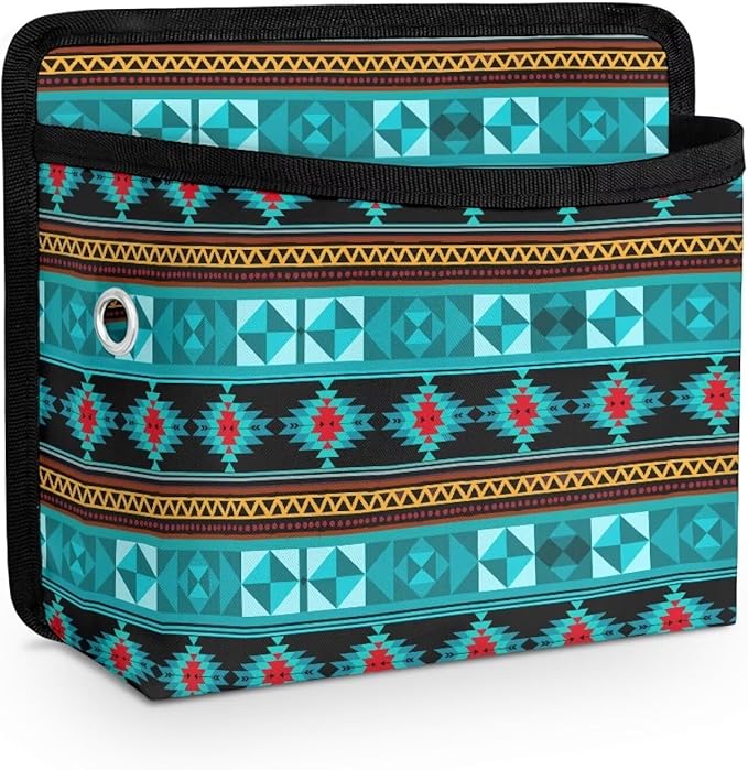 Fashion Aztec Car Seat Side Pocket Organizer Cell Phone Holder Storage Bag Pouch for Wallet Keys Document Auto Console Door Rear Seat Storage Box Automotive Interior Accessories