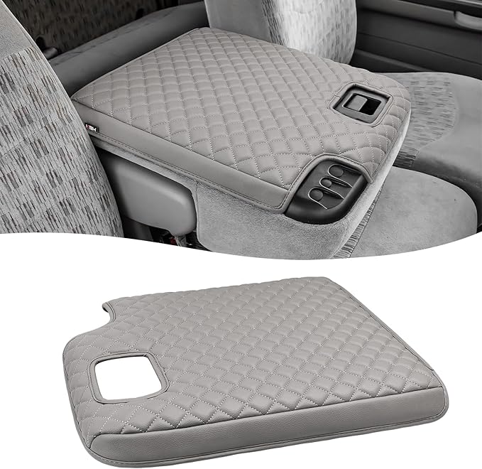 KBH Center Console Armrest Cover for Ford F250 F350 F450 Super Duty 1999-2001 Jump Seat, Arm Rest Cushion Pad Protector, Anti-Scratch, Gray