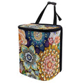 Talayituse Boho Flower Print Car Trash Can with Lid, Leak Proof Auto Trash Bag Hanging Vehicle Garbage Can Multipurpose Storage Container for Back Seat Road Trip