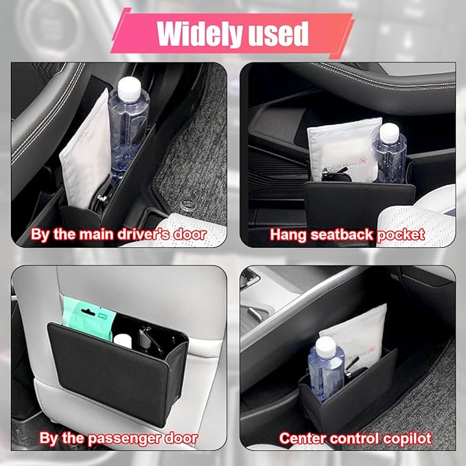 Car Trash Can, Leather Car Garbage Can with One Roll Trash Bag, Foldable Hanging Storage Container, Mini Trash Bin, Vehicle Garbage Organizer Holder for Door Side, Back Seat (Mocha Brown)