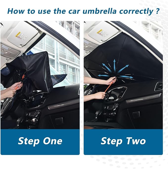 Maunzc Baseball Fire Car Windshield Sun Shade Umbrella - 360° Rotation Bendable Handle Foldable UV Block Sunshade Heat Insulation Protection for Auto, Trucks, Cars