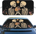 Skeleton Flowers Car Window Sun Shield Retro Gothic Starry Sky Comics Front Window Sun Shade Blocks UV Rays Sun Visor Protector for Car Sedan Truck SUV Accessories