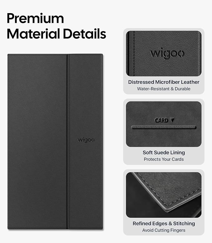 Wigoo Tesla Car Registration and Insurance Holder [Microfiber Leather, Magnetic Lock] Glove Box Organizer for Cards & Documents, for Tesla Model Y(Juniper)/3/X/S/Cybertruck Accessories, Black