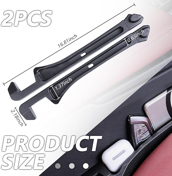 2PCS Car Seat Gap Filler Organizer and Carry Hook,Upgraded Multifunction Gap Filler for Car with Filling Gaps and Storing for Phones Keys,Universal No Drop Seat Guard for Cars