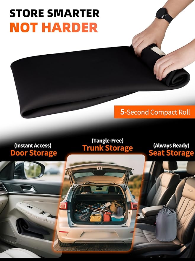 KIGEMOS Car Seat Towel Cover, Waterproof, Sweatproof, Non-Slip Protector – Dual-Layer Microfiber Terry – Universal Fit for Cars, Trucks, SUVs – Branded Embroidered Design (Black, 1 Pack)