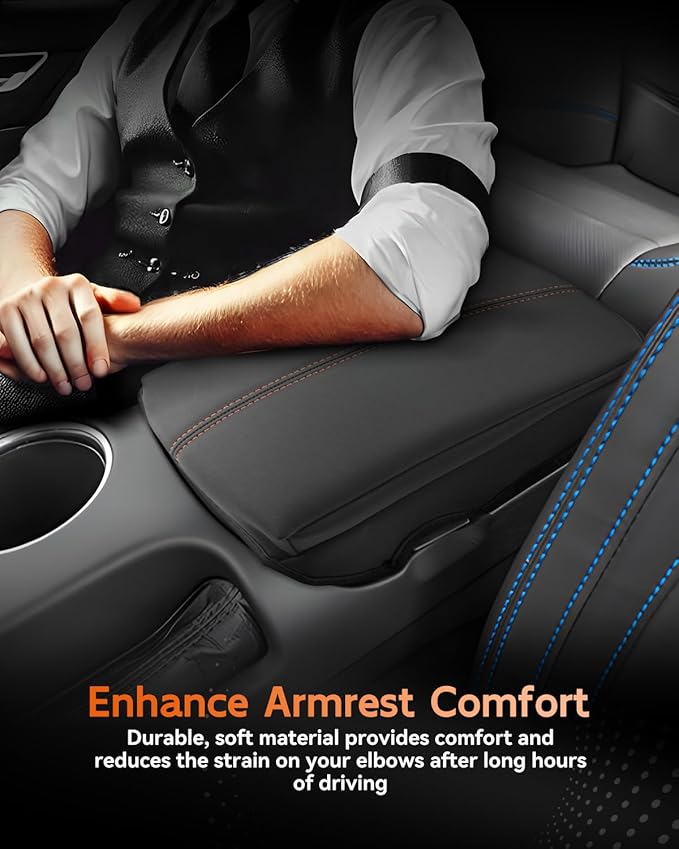 CDEFG for Ford Mustang 2024-2025 2026 Center Console Cover Armrest Box Cover for Mustang 2024 2025 2026 Accessories Console Arm Rest Protector Thickened Orange Line