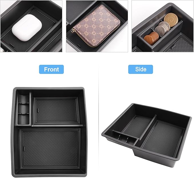 Coleya 2024 2025 2026 Tacoma Accessories Center Console Organizer for Toyota Tacoma (SR5/TRD Off-Road/TRD Sport/TRD Pro/Limited/Trailhunter) Durable ABS Plastic 2025 Tacoma Console Tray Insert (Black)