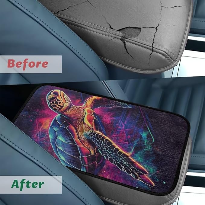 Bulopur Art Turtle Car Armrest Cushion Flannel Easy to Install Car Console Covers Armrest Cover Protec Vehicle Armrest Cover Vehicle Accessories 12.01 x 7.28 Inch