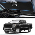 Custom Fit Titan Windshield Sunshade for 2020-2023 2024 2025 Upgrade Nissan Titan Front Window Sun Shades Shield Cover for Windshield Foldable 210T Sun Visor Protector Blocks UV Ray Car Accessories
