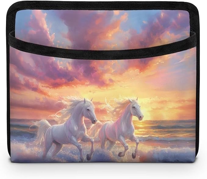 White Horse Auto Front Rear Seat Storage Bag for Cell Phone Sunglasses Coin Car Side Pocket Organizer Holder Tray Pouch for Vehicle Seat Console Door Multifunction Car Accessories