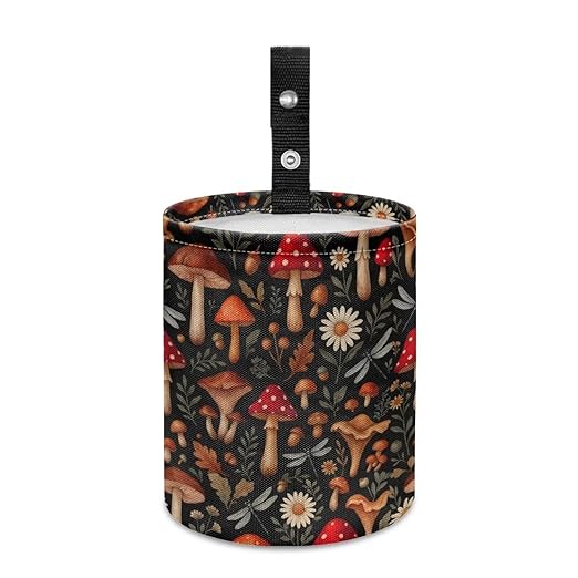 Brosoneto Mushroom Dragonfly Car Trash Can Portable Dustbin Bin Waste Basket Car Accessories Interior for Front Seat, Back Seat, Floor, Headrest