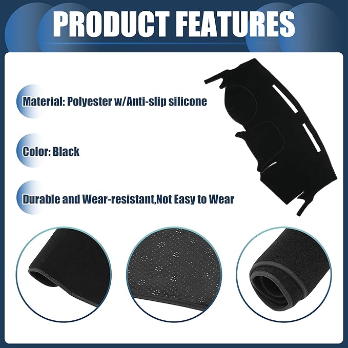 Dash Cover, Center Console Non-Slip Dashboard Carpet Mat for Dodge Grand Caravan 2011-2020 Polyester Black,1Pc