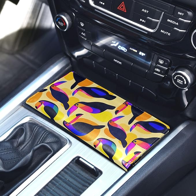 ALAZA Color Block Toucan Car Registration and Insurance Card Holder Vehicle Glove Box Car Organizer Driver License Documents Holder Waller Case Organizers