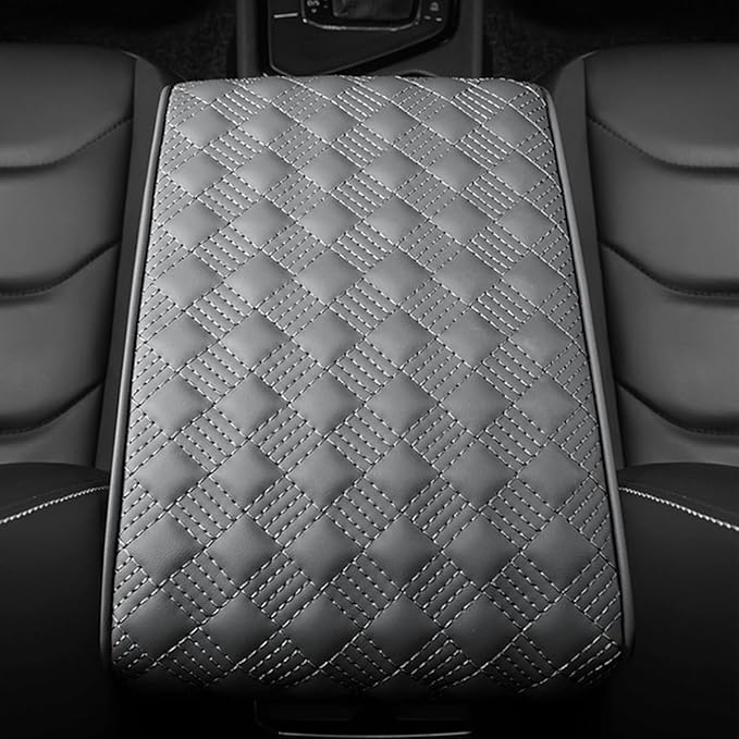 Car Armrest Cushion, Automotive Anti-Scratch Leather Memory Foam Center Console Pad Cover Protector Elbow Pillow Armrest Seat Box with Organizer Pockets Storage Bag, Universal Fit