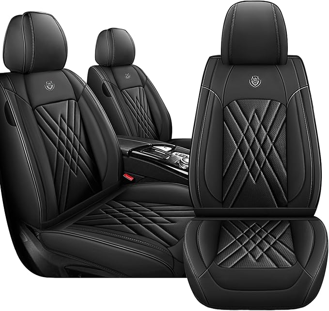 JGDL Car Seat Covers for Subaru Crosstrek 2016-2026, 2 Piece Set Nappa Leather Non-Slip Seat Protectors, Breathable Seat Cover Set. (Standard 2 Seats, Black)