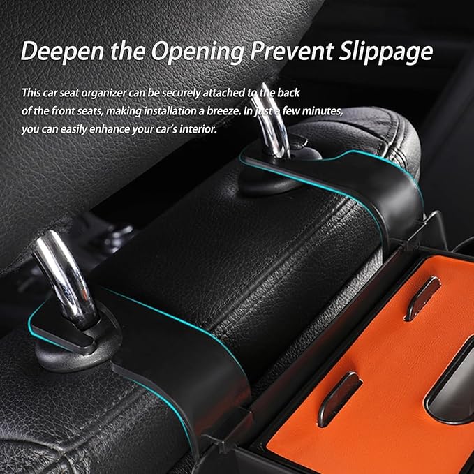pupken Car Organizers and Storage Box, Car Organizers and Storage Box Behind Set, 4 in 1 Multifunctional Cars Organizer and Storage Back Seat for Hold Phone, Drinks, Handbag, Universal Fit (black*1)