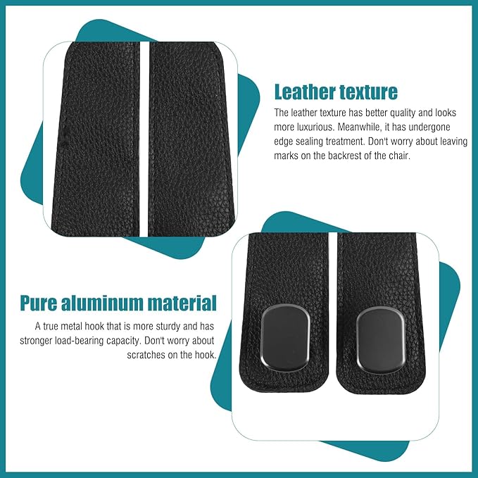 Liqqlex 2 Pcs Car Hooks for Headrest Leather and Metal Material, Universal Car Seat Hooks for Purses and Bags, Easy Install, Back Seat Organization, Suitable for SUVs, Sedans, and Minivans