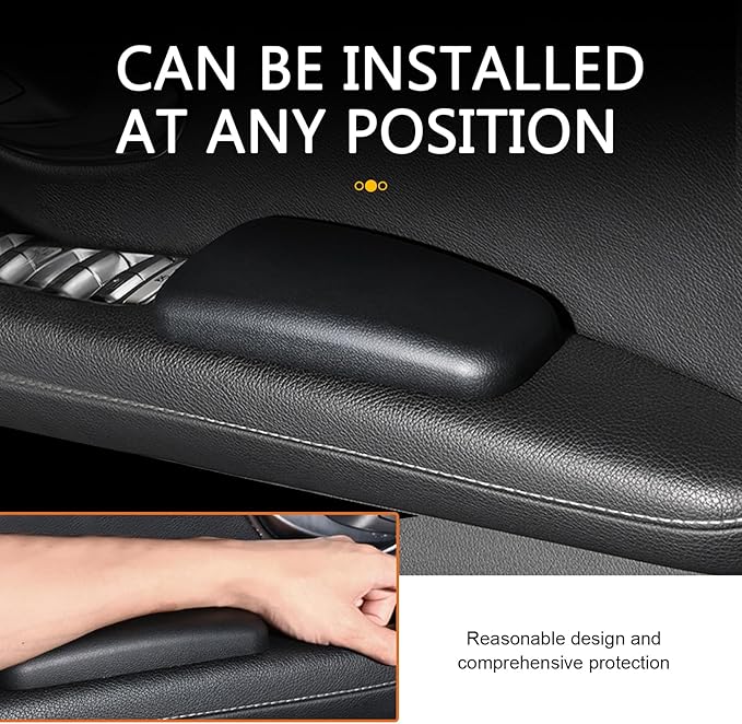 Teybouk 2 PCS Car Elbow Pad Arm Rest, Polyurethane Elastic Soft Arm Leg Support Pillow, Multi-functional One-piece Molded Car Interior Decoration, Universal for Most Vehicles (Black)