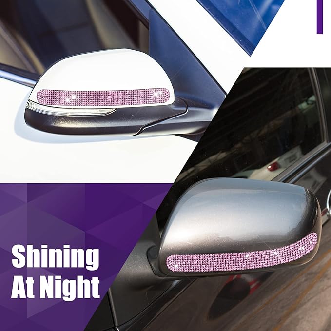 Frienda 10 Pieces Bling Car Accessories for Women Bling Car Door Handle Protector Door Handle Covers for Car Rhinestone Car Bowl Protector Accessories Women Stickers(Pink)