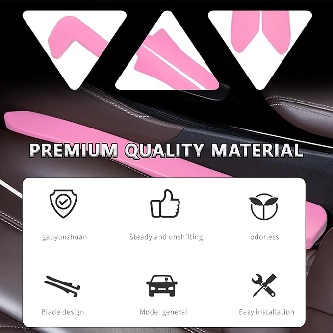 Junecarp Car Seat Gap Filler 2 Pack,Car Gap Filler Organizer to Impede Items from Dropping,Essential Interior Car Accessories Seat Gap Plug (Pink)