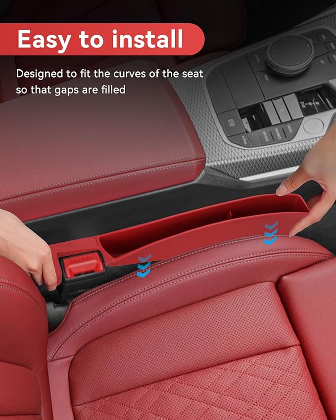 Edotim Car Seat Gap Filler, Seat Gap Organizer with Phone Holder, Car Seat Accessories, Car Organizer Fit SUV Truck-2PCS Red