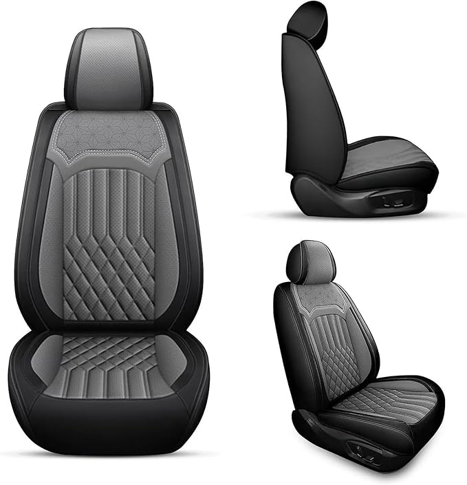 TTX Car Seat Covers for 2 Front Seats Fit for Toyota Prius v 2012-2017 Breathable Leather Automotive Seat Cushions Protector Accessories(Grey)