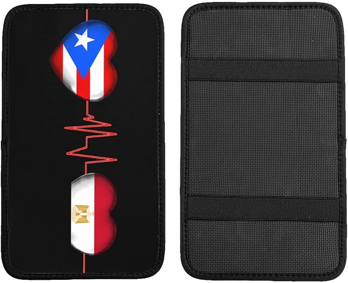 Auto Center Console Pad Puerto Rico Porto Rico Puerto Rican and Egypt Egyptian Flag Be of one Mind Car Armrest Cover Armrest Seat Handrail Box Cover Cushion Universal Decoration Protector Accessories