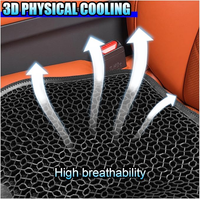 Gel Car Seat Cushion, Cooling Breathable Car Driving Seat Protector Cover, Comfortable Anti-Slip Chair Cushion Pad, Universal Automotive Interior Accessories for Sedan & Office (Black)